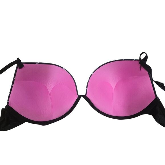 Black Bra with White Script by PINK Victoria's Secret - Picture 4 of 6